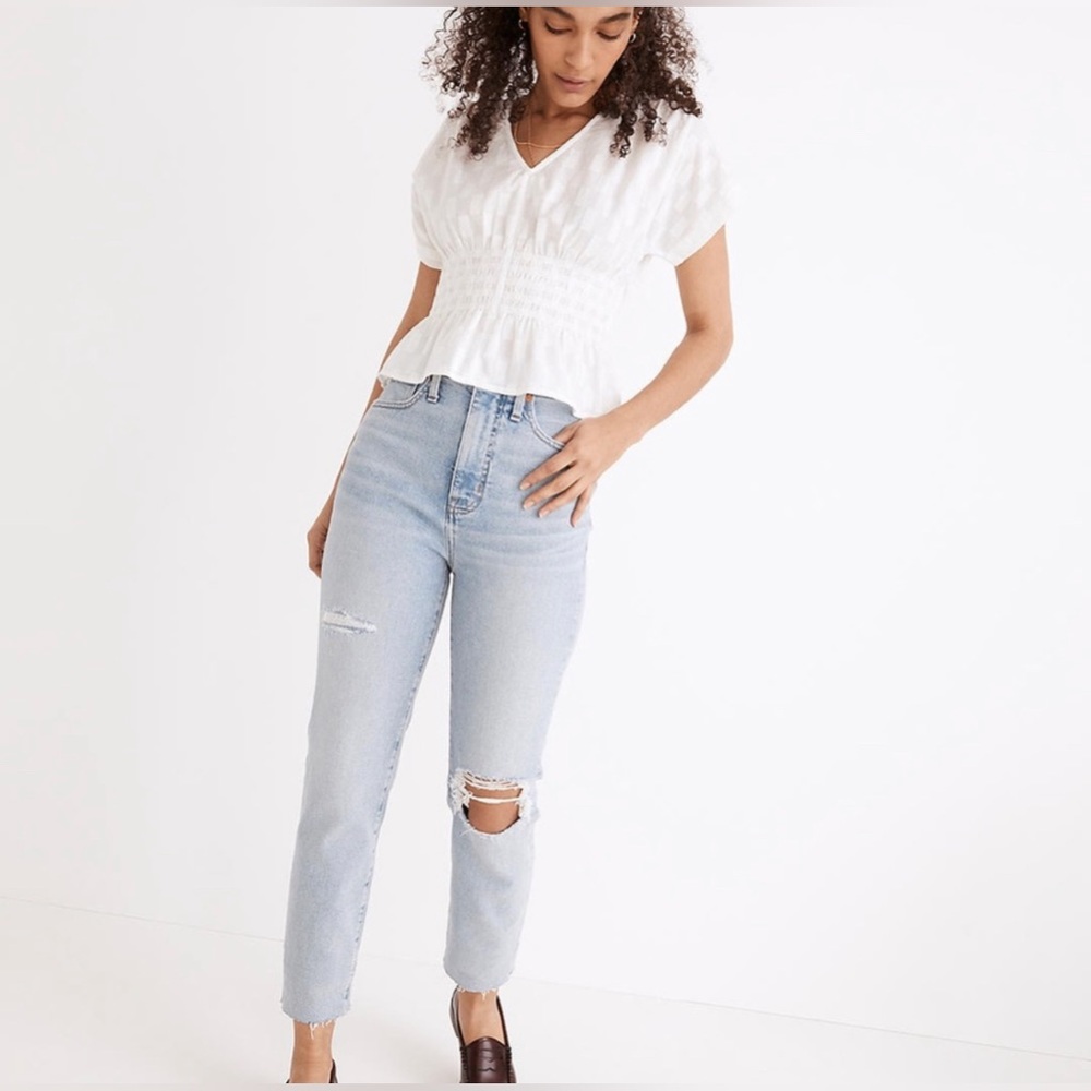 Madewell Raw Hem Ripped Mom Jeans Size 26